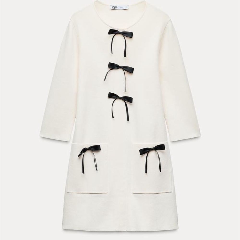 Zara Cream Dress with Black Accents